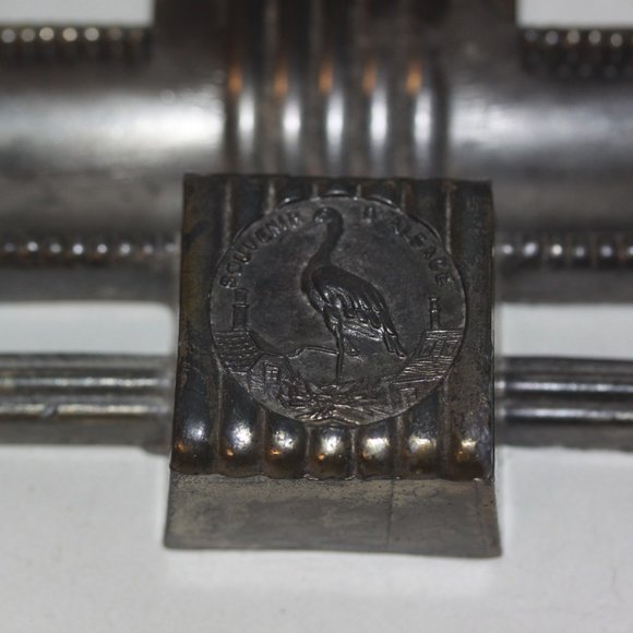 FRANCE INKWELL & Pen Rest Souvenir D'Alsage Stork Metal Unique - Picture 3 of 7